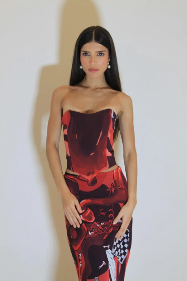 Corset Estampa Piano - Seda com Estampa Exclusiva - Image 3