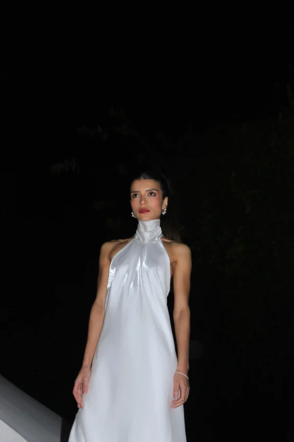 Vestido Longo Gola Alta – Branco - Image 3