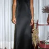 Vestido Longo Decote Reto – Preto e Vinho - Image 3