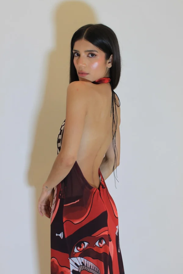 Vestido Gola Alta Piano - Seda com estampa exclusiva - Image 5