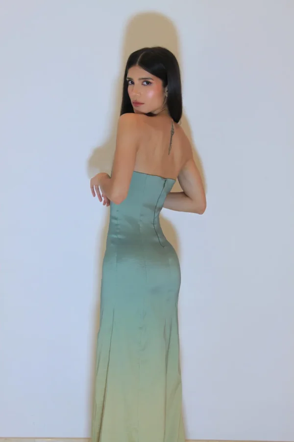 Vestido Tafetá Verde Degradê - Image 2
