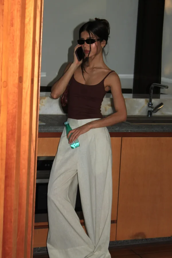 Calça Pantalona Linho Areia - Image 2