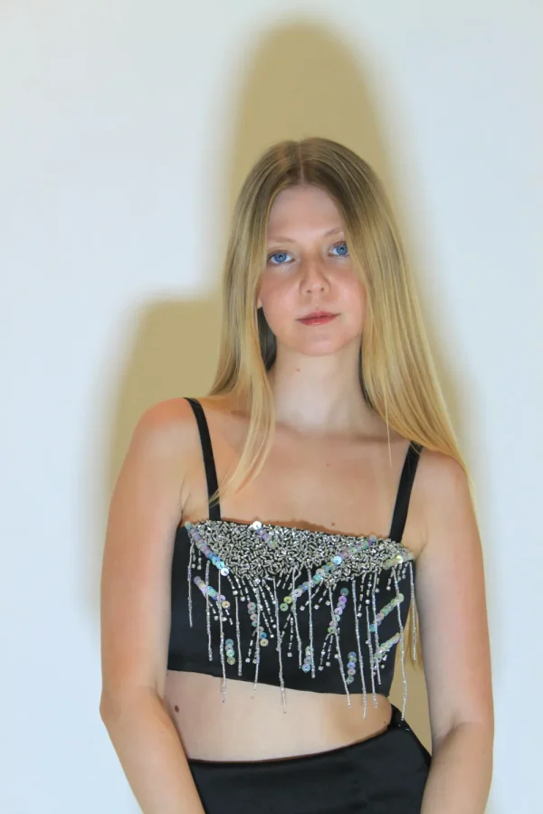 Top Faixa Bordado Preto